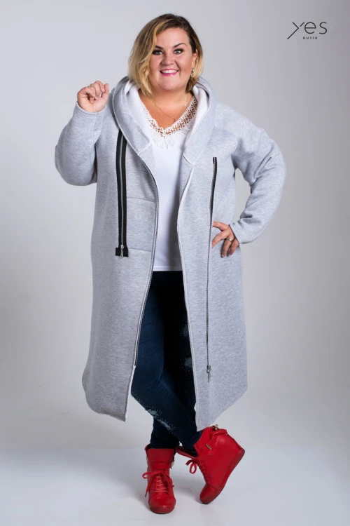 Płaszcz Dresowy melanż Plus Size duże rozmiary 44 46 48 50 52 54
