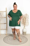 Tunika trapezowa Dekolt V ALLEGRE butelkowa Plus Size 50/56