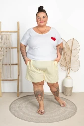 Szorty z crepy DIANNE bananowe Plus Size 48/56