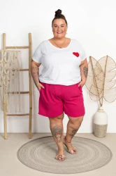 Szorty z crepy DIANNE róż Plus Size 48/56