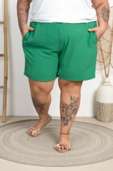 Szorty z crepy DIANNE zielone Plus Size 48/56
