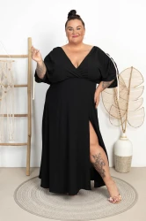 Sukienka Maxi z kopertowym dekoltem EWA czarna Plus Size 44-54