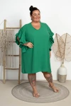 Sukienka z falbaniastym rękawem KONSTANSA zielona Plus Size 50/56