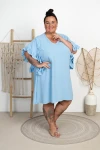 Sukienka z falbaniastym rękawem KONSTANSA błękitna Plus Size 50/56