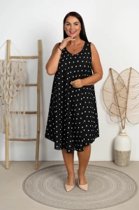 Sukienka Trapezowa w Groszki VIKA czarna Plus Size 46/54