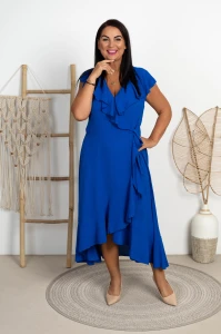 Kopertowa Sukienka Wiązana MAXI GINNA chabrowa Plus Size 42/48