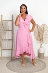 Kopertowa Sukienka Wiązana MAXI GINNA pudrowa Plus Size 42/48