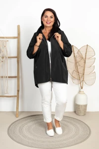 Kurtka Wiatrówka na lato FONTI czarna Plus Size 42/46