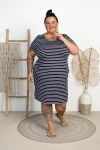 Sukienka Tuba w Paski CLINT granatowa Plus Size 46/54