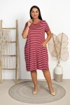 Sukienka Tuba w Paski CLINT bordo Plus Size 46/54