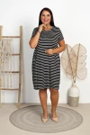Sukienka Tuba w Paski CLINT czarna Plus Size 46/54