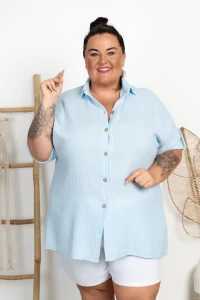 Tetrowa Koszula HANA błękitna Plus Size 48/56