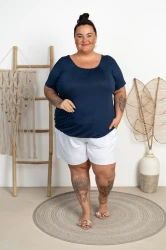 Lekka Bluzka na gumce MISSY granatowa Plus Size 44/54