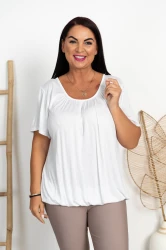 Lekka Bluzka na gumce MISSY biała Plus Size 44/54
