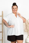 Bluzka z plisowanymi rękawami NOX biała Plus Size 48/54