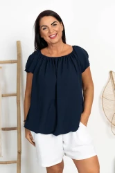 Bluzka Hiszpanka na gumce PATRICE granatowa Plus Size 46/54