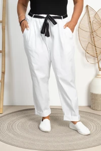 Spodnie Bengaliny z paskiem NEXT białe Plus Size 50/56