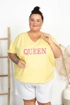 Bluza wiązana na plecach HOT QUEEN cytrynowa Plus Size 48/56