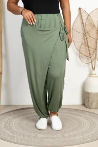 Spodnie dresowe wiązane na boku BAGGY khaki Plus Size 46/52