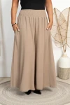 Spodnie Szwedy z crepy ALEX beżowe Plus Size 48/56 