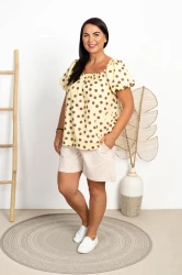Bluzka Hiszpanka MEREDITH bananowa Plus Size 44/52