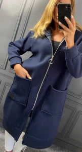  Płaszczyk Dresowy ROSANE granatowy Plus Size 44/50
