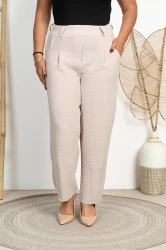 Spodnie Baloons Crepa LORENO beżowe Plus Size 44-52
