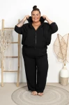 Bluza na suwak Crepa LORENO czarna Plus Size 44-52