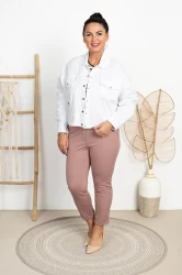 Bomberka Jeansowa KATIA biała Plus Size 40-52