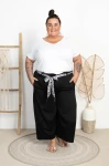 Szerokie Spodnie z apaszką PUMP czarne Plus Size 48/54