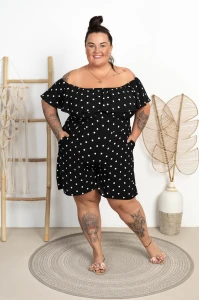 Kombinezon z szortami w Goszki MARTYNA czarny Plus Size 46/54
