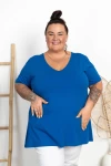 Tunika trapezowa Dekolt V ALLEGRE chaber Plus Size 50/56