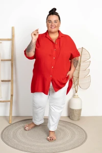 Tetrowa Koszula HANA czerwona Plus Size 48/56
