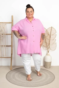 Tetrowa Koszula HANA cukierkowy róż Plus Size 48/56