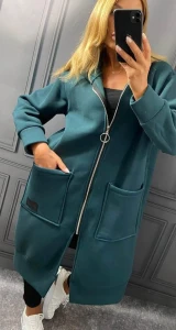  Płaszczyk Dresowy Ocieplany ROSAN butelkowy Plus Size 44/48