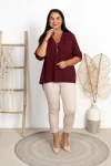 Bluzka z zipem VELMA burgundowa Plus Size 42/46