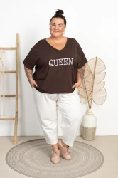Bluza wiązana na plecach HOT QUEEN czekoladowa Plus Size 48/56