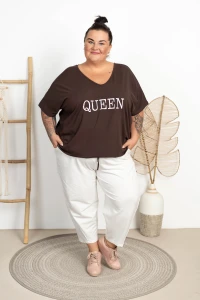 Bluza wiązana na plecach HOT QUEEN czekoladowa Plus Size 48/56