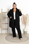 Flauszowy Płaszczyk KRISTEN czarny Plus Size 48/54