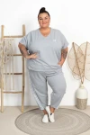 Spodnie Baloons z paskami DEVINE melanż Plus Size 44-58