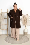 Flauszowy Płaszczyk KRISTEN gorzka czekolada Plus Size 48/54
