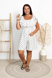 Kombinezon z szortami w Goszki MARTYNA biały Plus Size 46/54