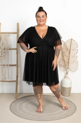 Sukienka siateczkowa LOVITA czarna Plus Size 46/54