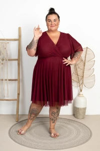 Sukienka siateczkowa LOVITA bordowa Plus Size 46/54