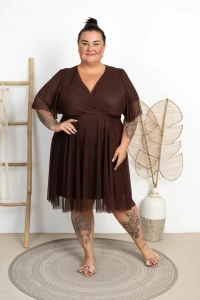 Sukienka siateczkowa LOVITA czekoladowa Plus Size 46/54