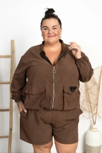 Zamszowa Bomberka RENEE czekoladowa Plus Size 48-58 