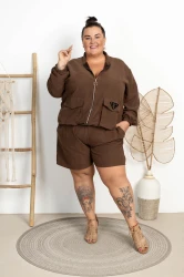 Szorty zamszowe DAYANNE czekoladowe Plus Size 48/56