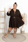 Sukienka Szmizjerka MILAGROS czekoladowa Plus Size 44/50