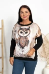 Bluzka na długi rękaw ROX sowa Plus Size 40/46