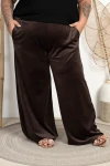 Kuloty z szeroką nogawką Welurowe DARIA czekoladowe Plus Size 48/56